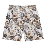 Vintage Hibiscus Plumeria Pattern Print Men's Swim Trunks