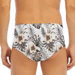 Vintage Hibiscus Plumeria Pattern Print Men's Triangle Swim Briefs
