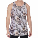 Vintage Hibiscus Plumeria Pattern Print Men's Velvet Tank Top
