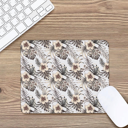 Vintage Hibiscus Plumeria Pattern Print Mouse Pad