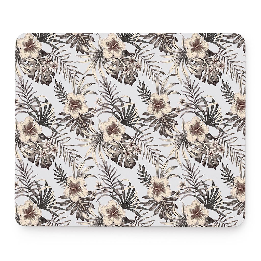 Vintage Hibiscus Plumeria Pattern Print Mouse Pad
