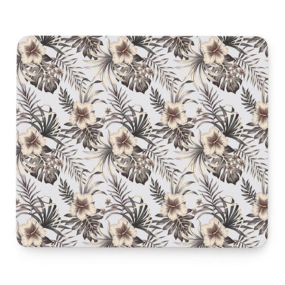Vintage Hibiscus Plumeria Pattern Print Mouse Pad