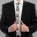 Vintage Hibiscus Plumeria Pattern Print Necktie