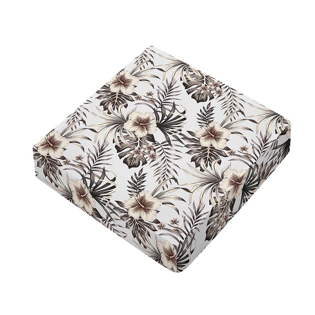 Vintage Hibiscus Plumeria Pattern Print Outdoor Seat Cushion Cover