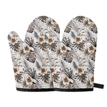 Vintage Hibiscus Plumeria Pattern Print Oven Mitts