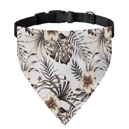 Vintage Hibiscus Plumeria Pattern Print Over The Collar Dog Bandana