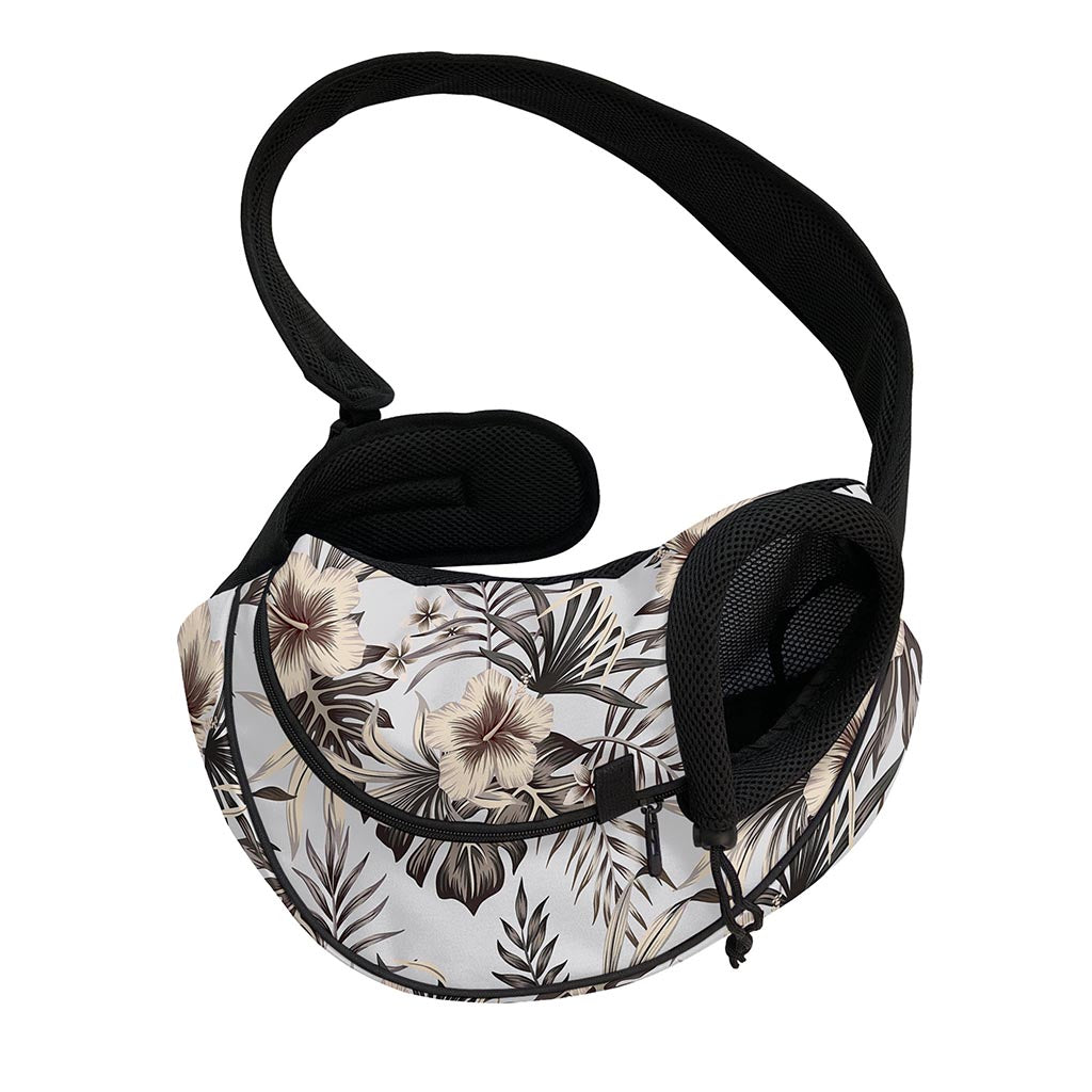 Vintage Hibiscus Plumeria Pattern Print Pet Sling Carrier