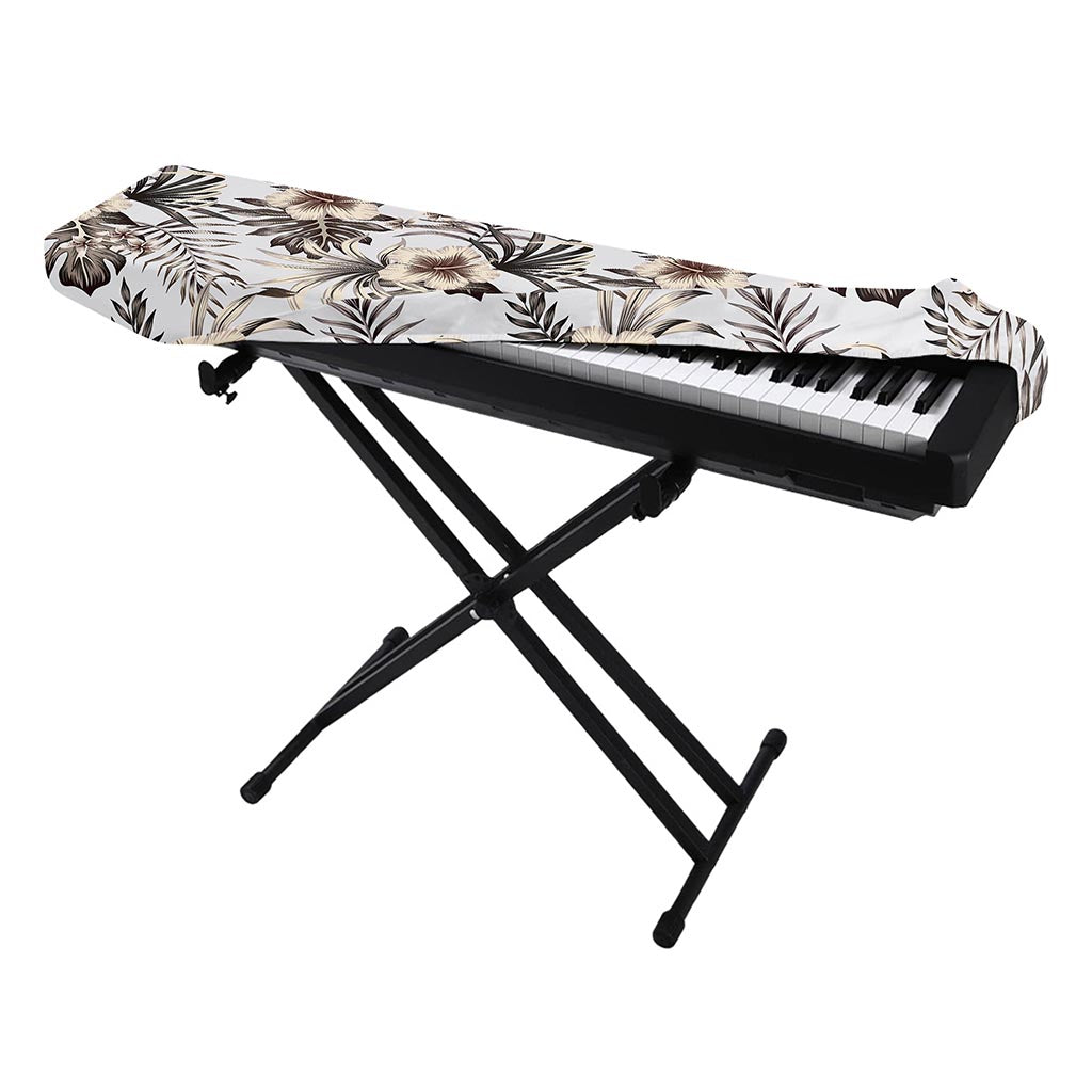 Vintage Hibiscus Plumeria Pattern Print Piano Keyboard Cover