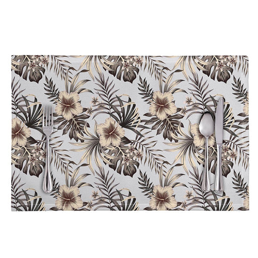 Vintage Hibiscus Plumeria Pattern Print Placemat