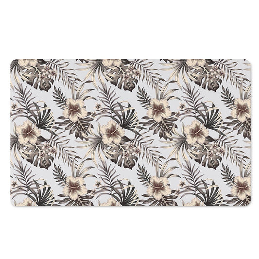 Vintage Hibiscus Plumeria Pattern Print Polyester Doormat