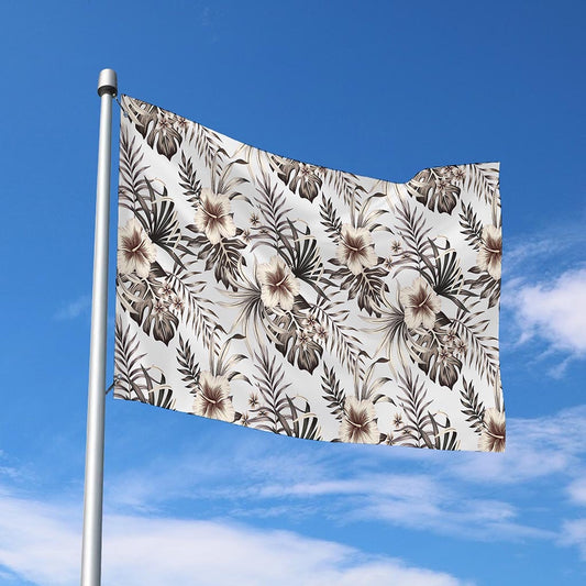 Vintage Hibiscus Plumeria Pattern Print Polyester Flag