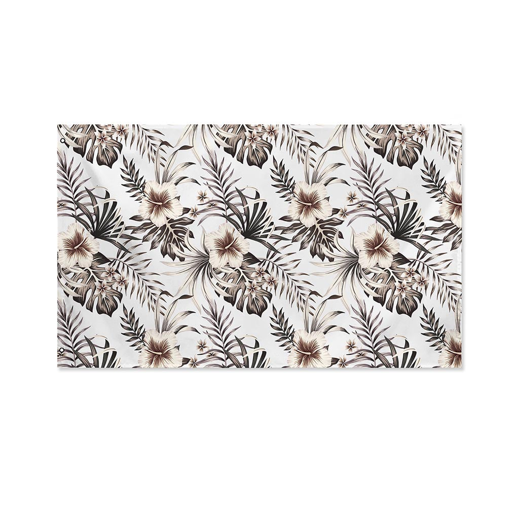 Vintage Hibiscus Plumeria Pattern Print Polyester Flag
