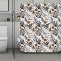 Vintage Hibiscus Plumeria Pattern Print Polyester Shower Curtain
