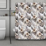 Vintage Hibiscus Plumeria Pattern Print Polyester Shower Curtain