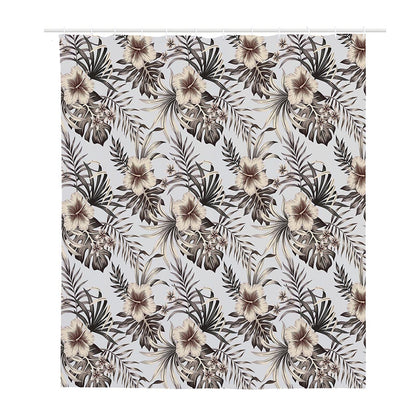 Vintage Hibiscus Plumeria Pattern Print Polyester Shower Curtain
