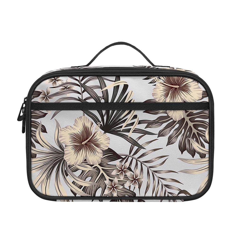 Vintage Hibiscus Plumeria Pattern Print Portable Lunch Bag