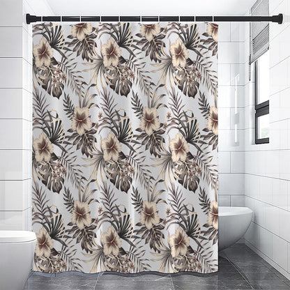 Vintage Hibiscus Plumeria Pattern Print Premium Shower Curtain