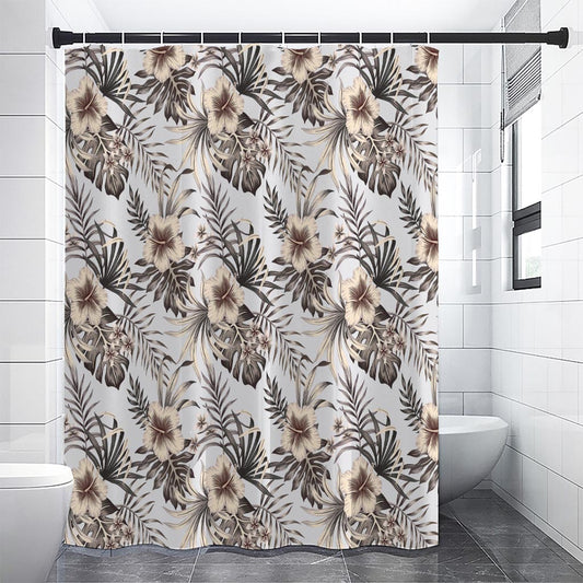 Vintage Hibiscus Plumeria Pattern Print Premium Shower Curtain