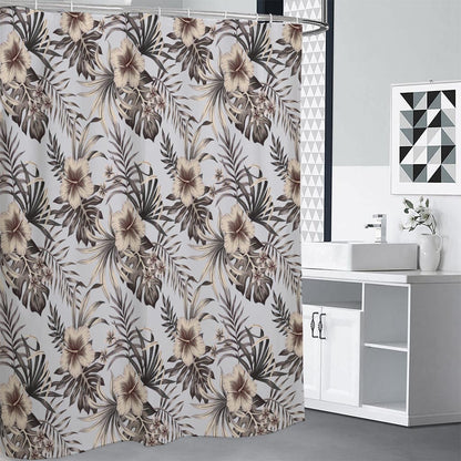 Vintage Hibiscus Plumeria Pattern Print Premium Shower Curtain