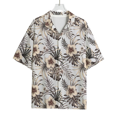 Vintage Hibiscus Plumeria Pattern Print Rayon Hawaiian Shirt