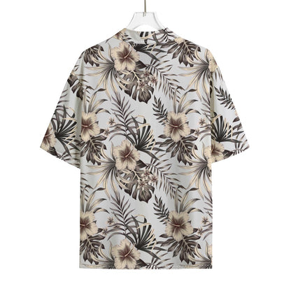 Vintage Hibiscus Plumeria Pattern Print Rayon Hawaiian Shirt