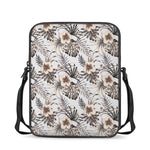Vintage Hibiscus Plumeria Pattern Print Rectangular Crossbody Bag