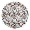 Vintage Hibiscus Plumeria Pattern Print Round Blanket