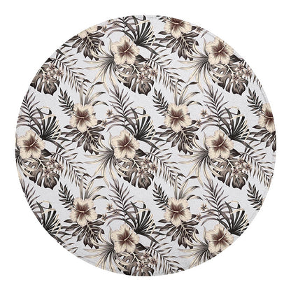 Vintage Hibiscus Plumeria Pattern Print Round Blanket