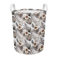 Vintage Hibiscus Plumeria Pattern Print Round Laundry Basket