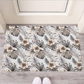 Vintage Hibiscus Plumeria Pattern Print Rubber Doormat