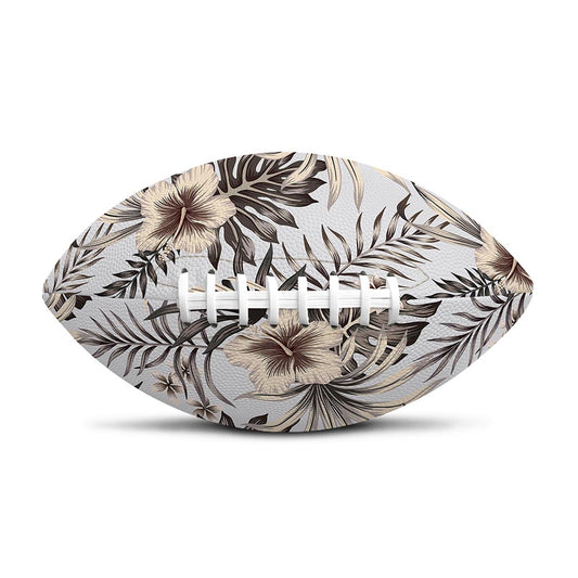 Vintage Hibiscus Plumeria Pattern Print Rugby Ball