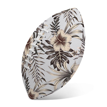 Vintage Hibiscus Plumeria Pattern Print Rugby Ball