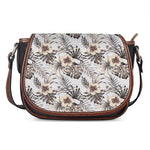 Vintage Hibiscus Plumeria Pattern Print Saddle Bag