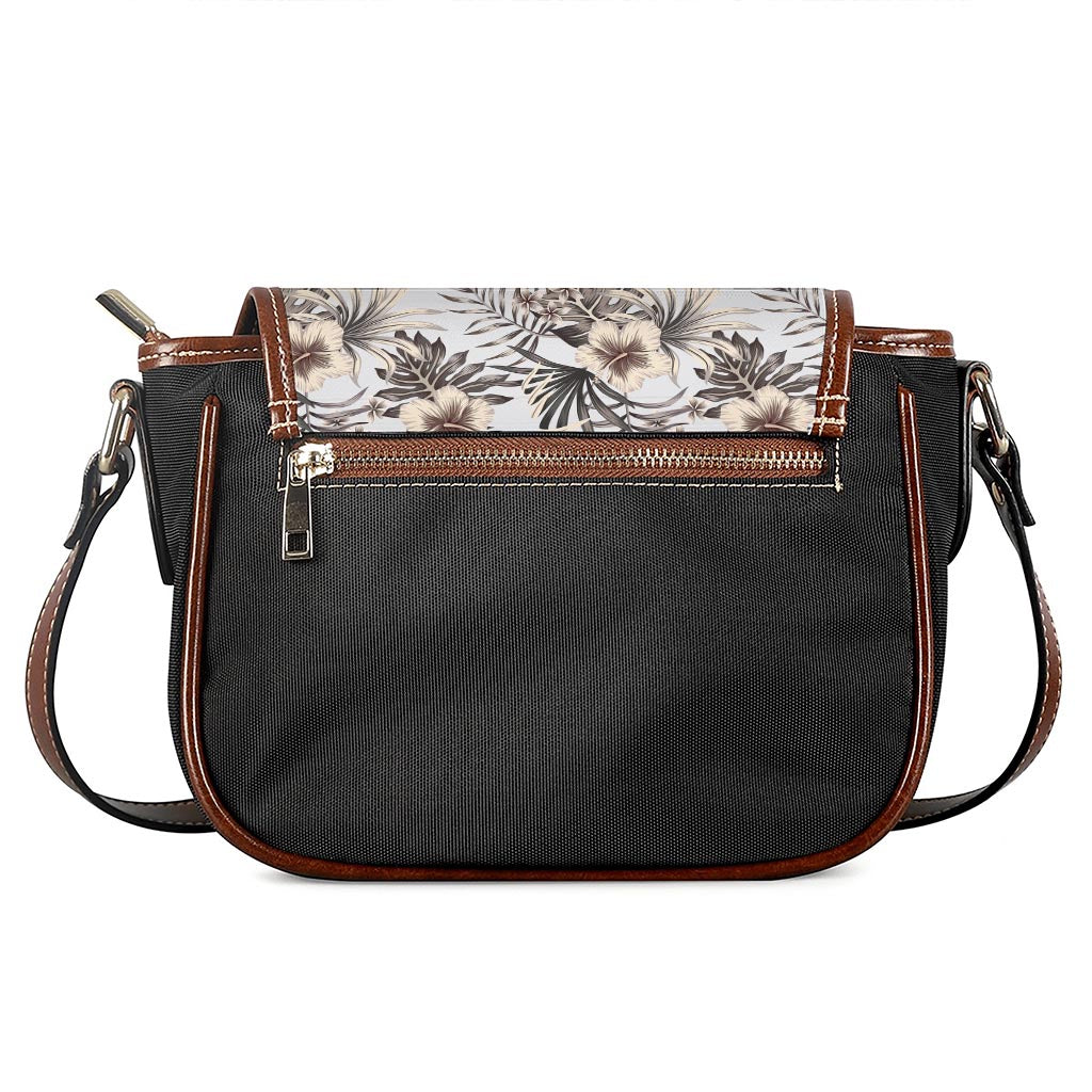 Vintage Hibiscus Plumeria Pattern Print Saddle Bag