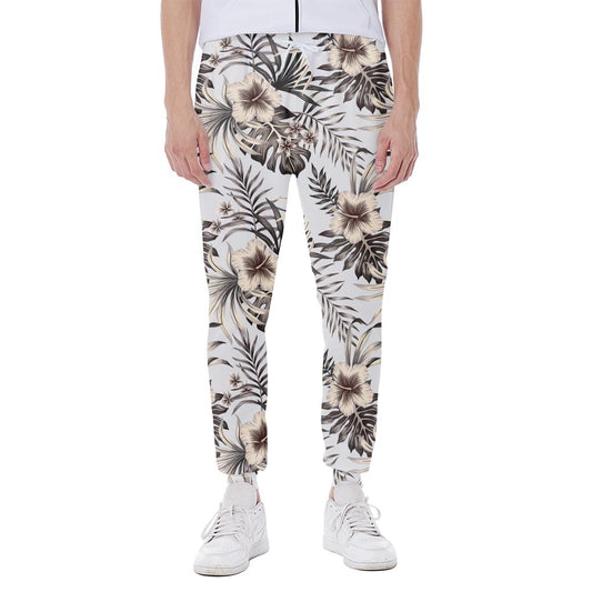 Vintage Hibiscus Plumeria Pattern Print Scuba Joggers