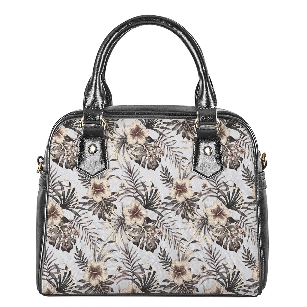 Vintage Hibiscus Plumeria Pattern Print Shoulder Handbag