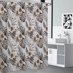 Vintage Hibiscus Plumeria Pattern Print Shower Curtain
