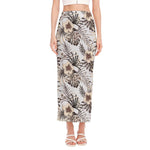Vintage Hibiscus Plumeria Pattern Print Side Slit Maxi Skirt