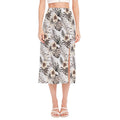 Vintage Hibiscus Plumeria Pattern Print Side Slit Midi Skirt