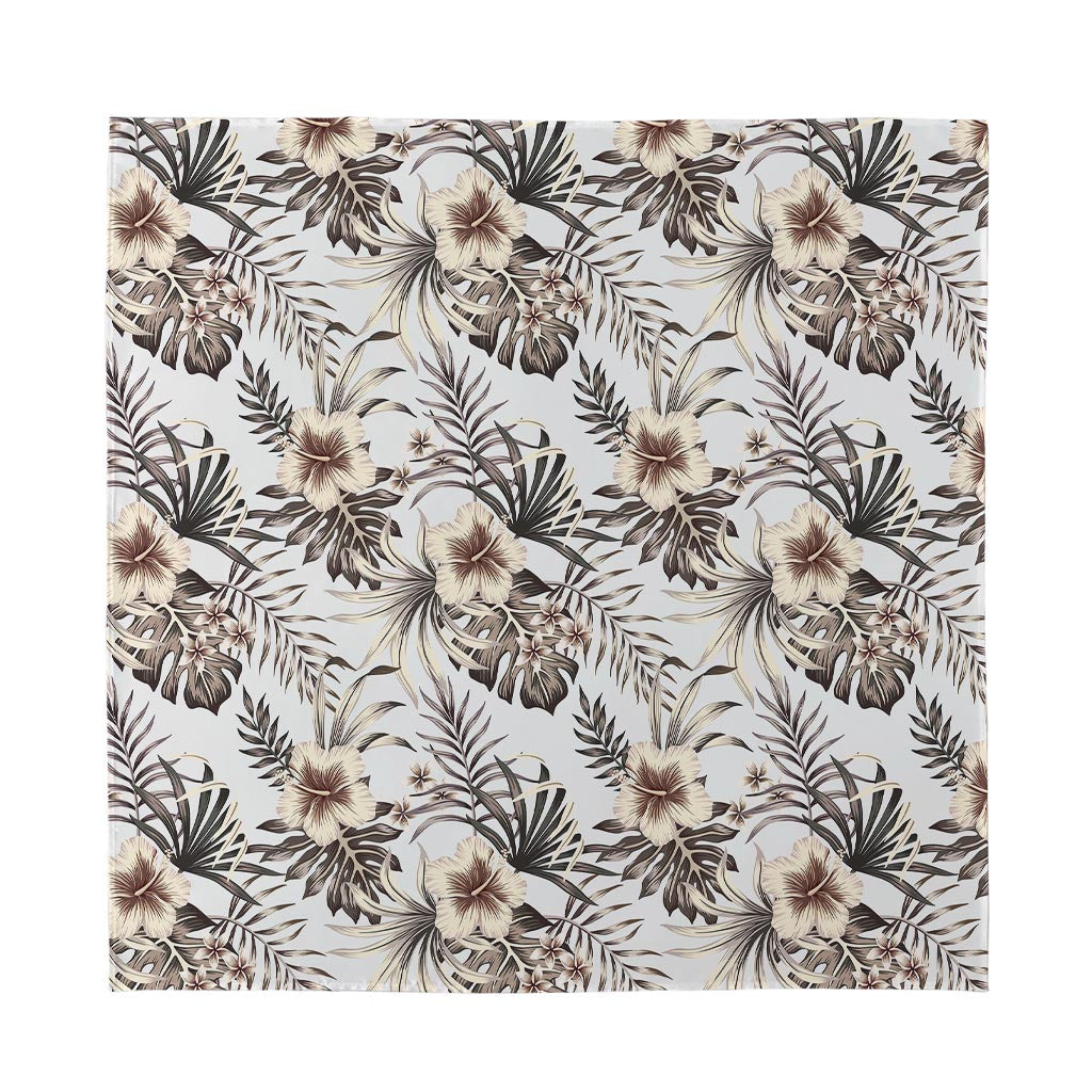 Vintage Hibiscus Plumeria Pattern Print Silk Bandana