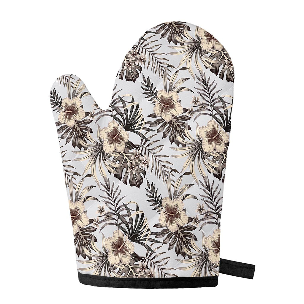 Vintage Hibiscus Plumeria Pattern Print Single Oven Mitt