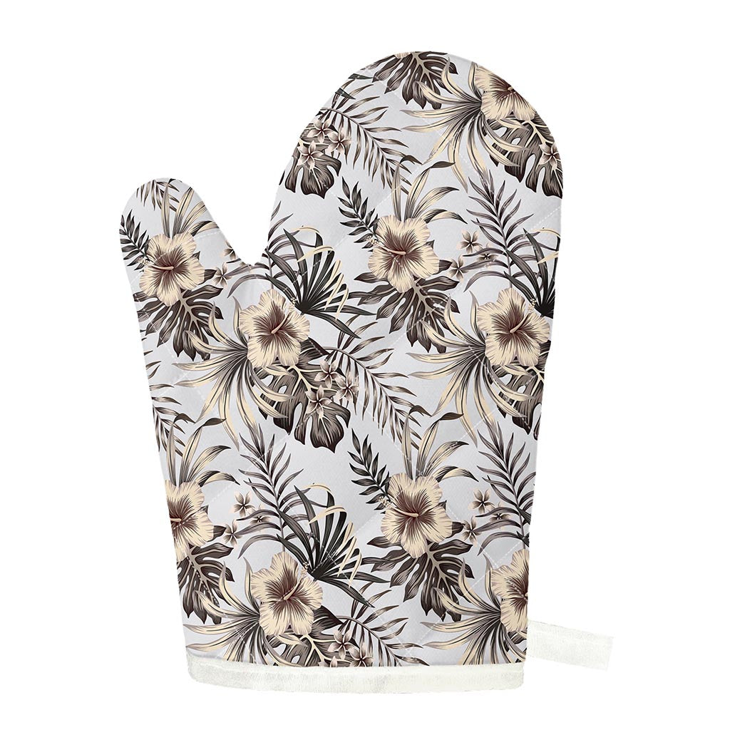 Vintage Hibiscus Plumeria Pattern Print Single Oven Mitt