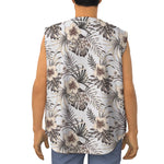 Vintage Hibiscus Plumeria Pattern Print Sleeveless Baseball Jersey