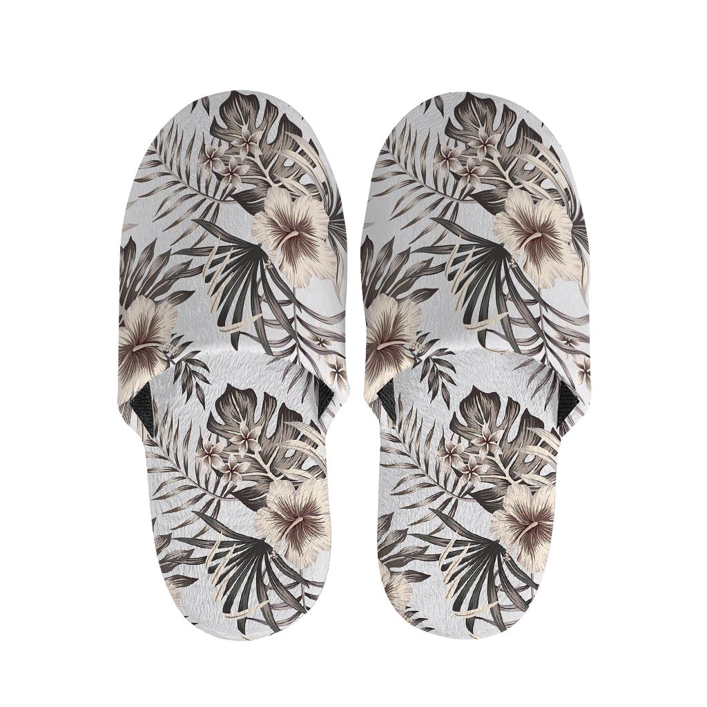 Vintage Hibiscus Plumeria Pattern Print Slippers