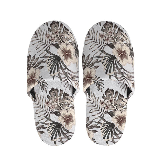 Vintage Hibiscus Plumeria Pattern Print Slippers