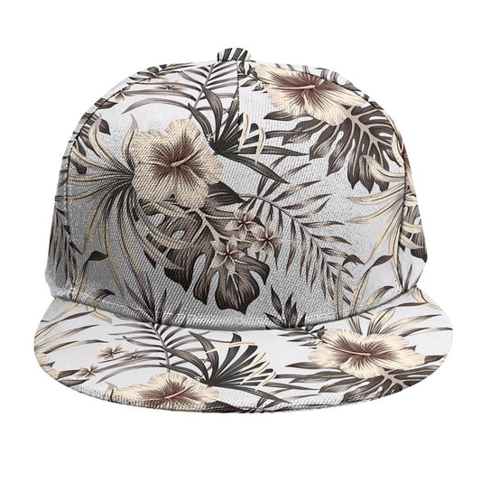Vintage Hibiscus Plumeria Pattern Print Snapback Cap