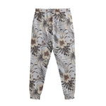 Vintage Hibiscus Plumeria Pattern Print Sweatpants