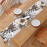 Vintage Hibiscus Plumeria Pattern Print Table Runner