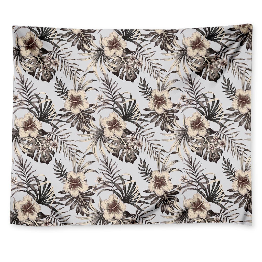 Vintage Hibiscus Plumeria Pattern Print Tapestry
