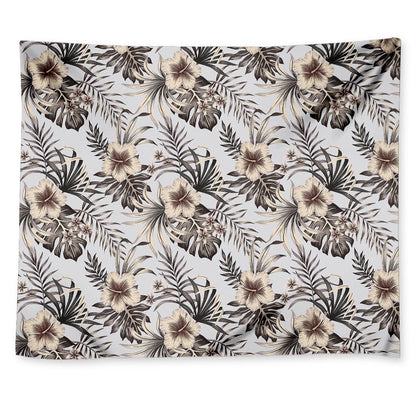 Vintage Hibiscus Plumeria Pattern Print Tapestry
